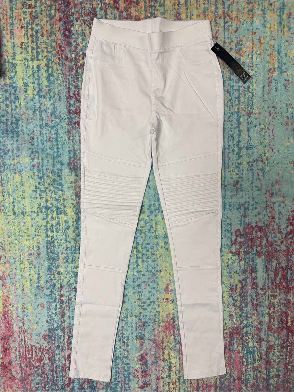 New Mix White Ponte Moto Leggings